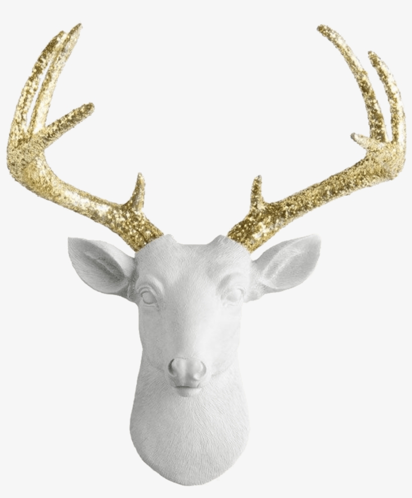 Mini Deer By Wall Charmers | White + Gold Antler Faux, transparent png download