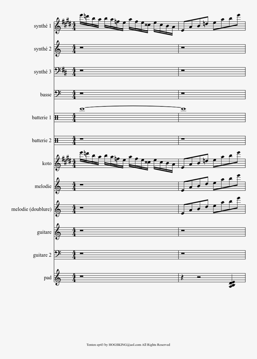 Print - Neji's Theme Piano Sheet Music, transparent png download