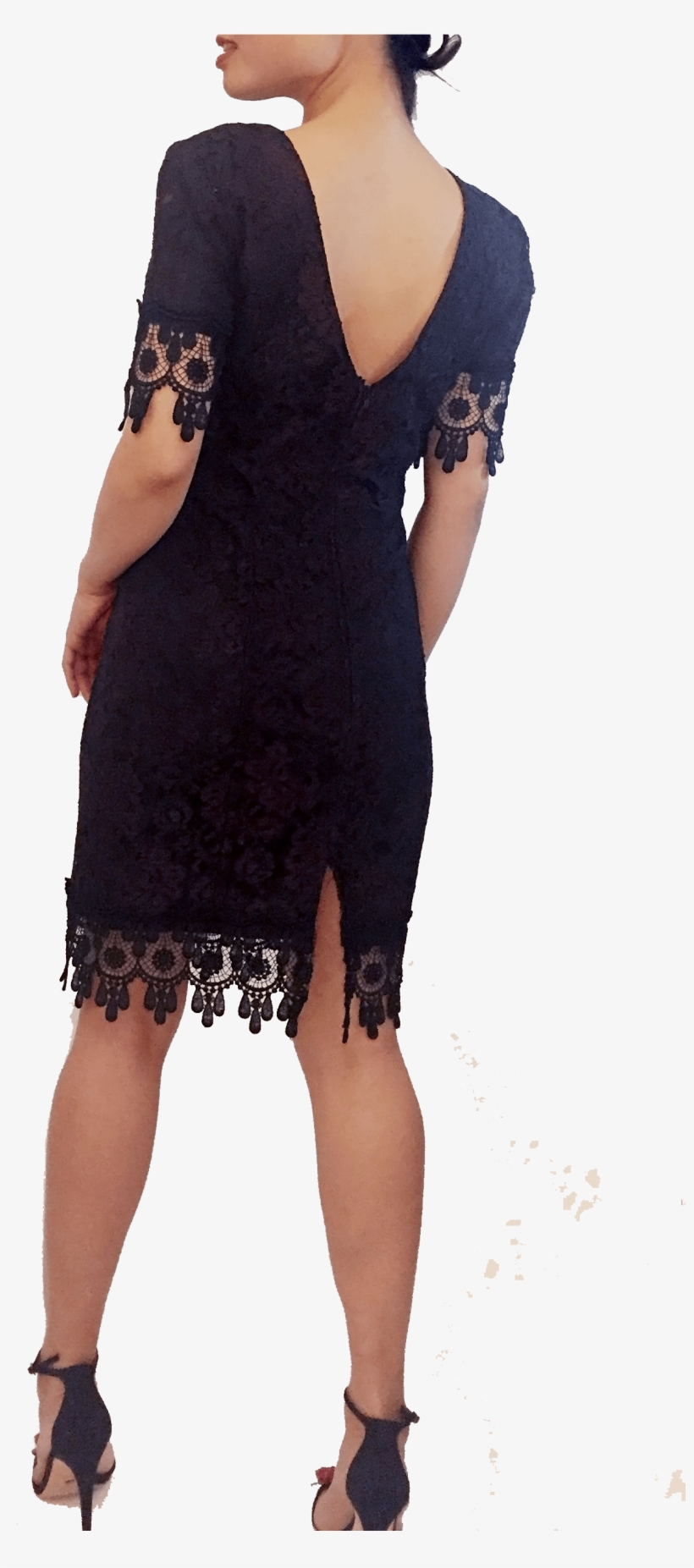 Vintage Lace Dress Open Back - Dress With Split On The Side, transparent png download