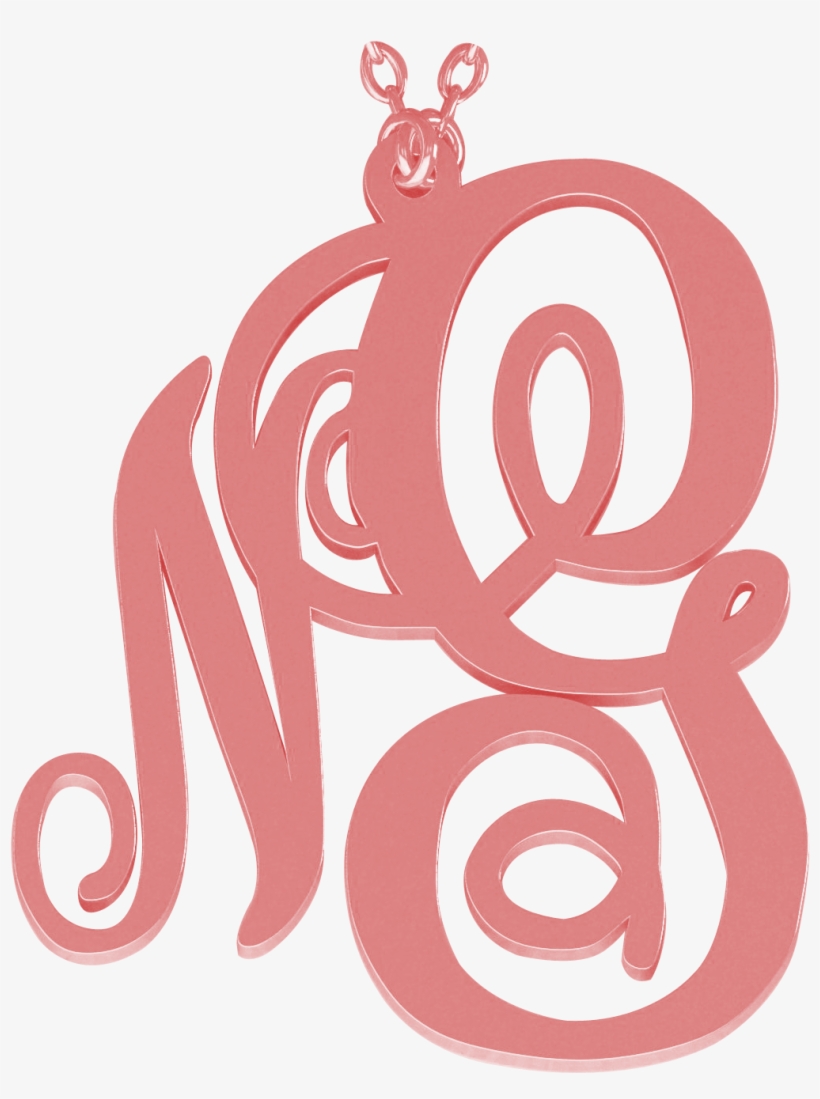 Victorian Style Two Letter Personalized Monogram Name - Acrylic Script Monogram Necklace, transparent png download