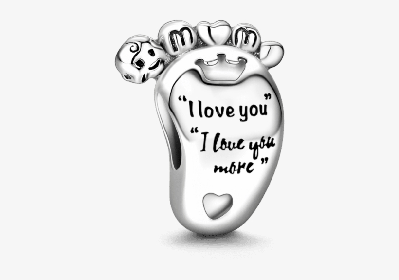 "i Love You More" Baby Foot Charm Silver - Silver, transparent png download