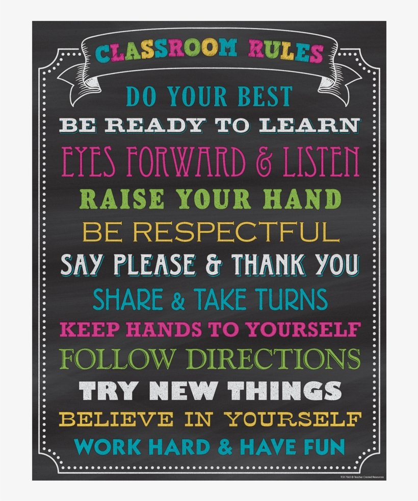 Tcr7565 Chalkboard Brights Classroom Rules Chart Image - Classroom Rules Chart, transparent png download