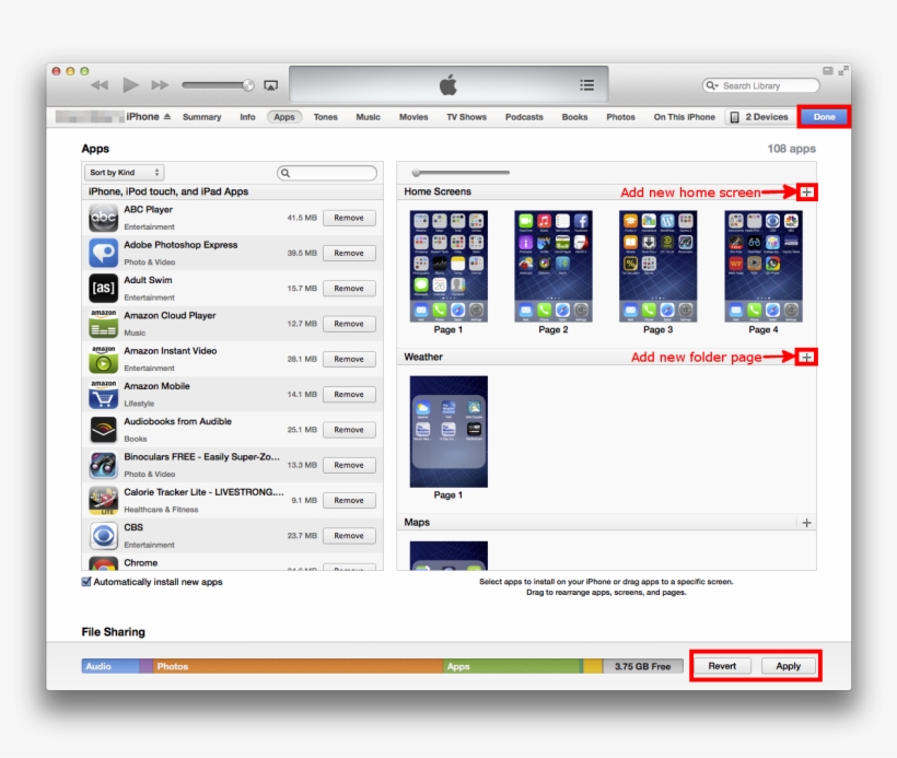 Add New Home Screen Or Folder Page On Your Iphone With - Itunes Home Screen Iphone, transparent png download