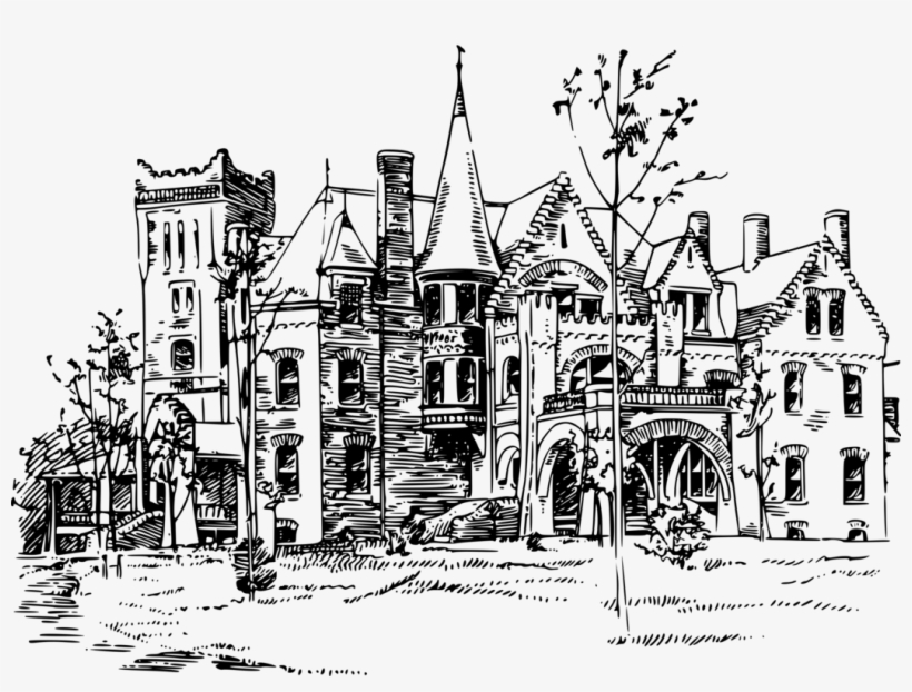 Castle Computer Icons Building Drawing Illustrator - Black N White Castle, transparent png download