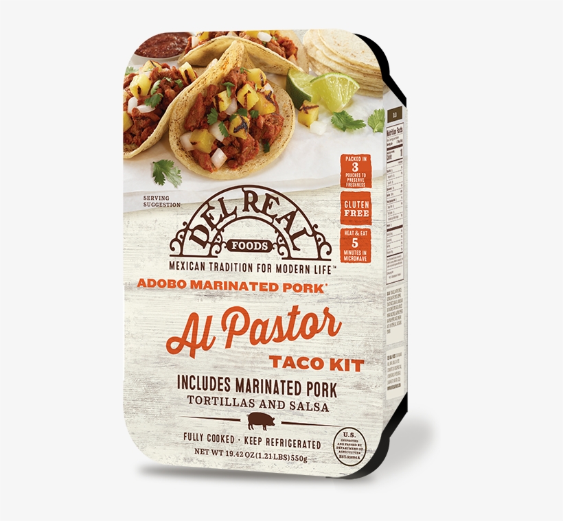 Al Pastor Taco Kit - Del Real Seasoned Shredded Beef - 16 Oz Tray, transparent png download