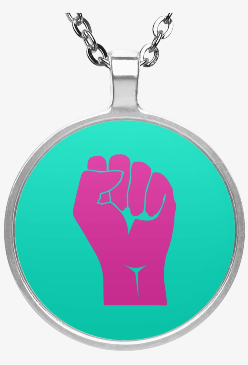 Clenched Fist Un4686 Circle Necklace - Welsh Corgi Christmas Wreath Round Pendant Necklace, transparent png download