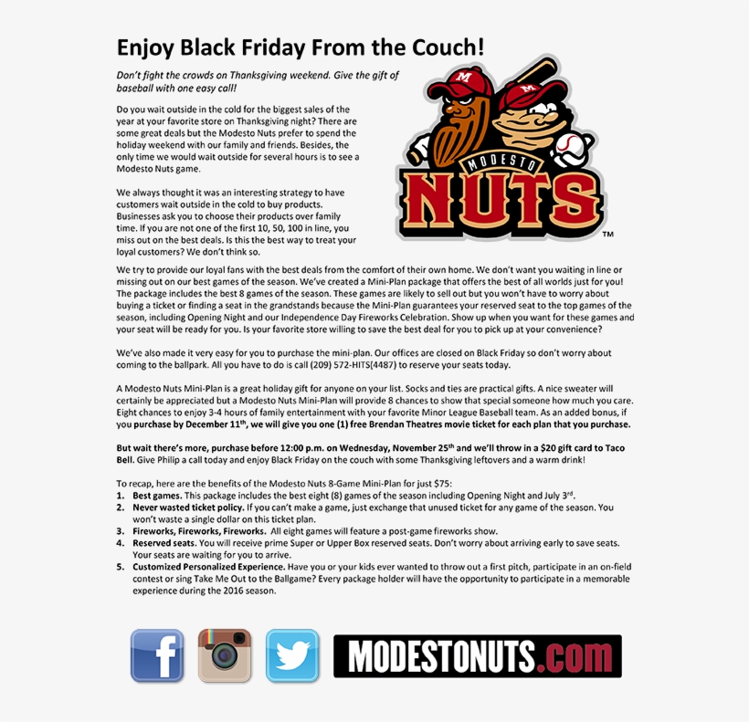 Black Friday Mini Plan Deal - Modesto Nuts, transparent png download