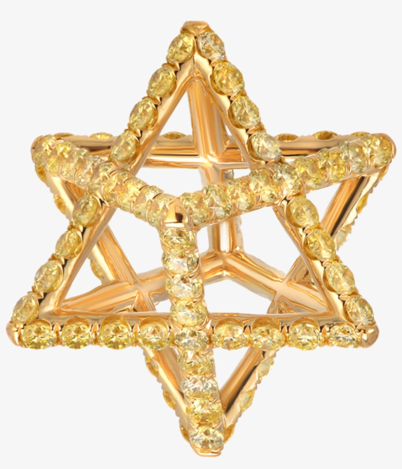 Merkaba Light Yellow Gold Pendant Necklace With Fancy - Merkaba Yellow Diamond 18k Gold Pendant Drop Necklace, transparent png download