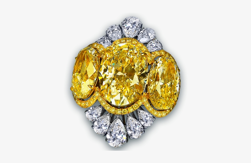 Fancy Yellow Oval Shape Diamond Cocktail Ring - Yellow Ring High Jewelry, transparent png download