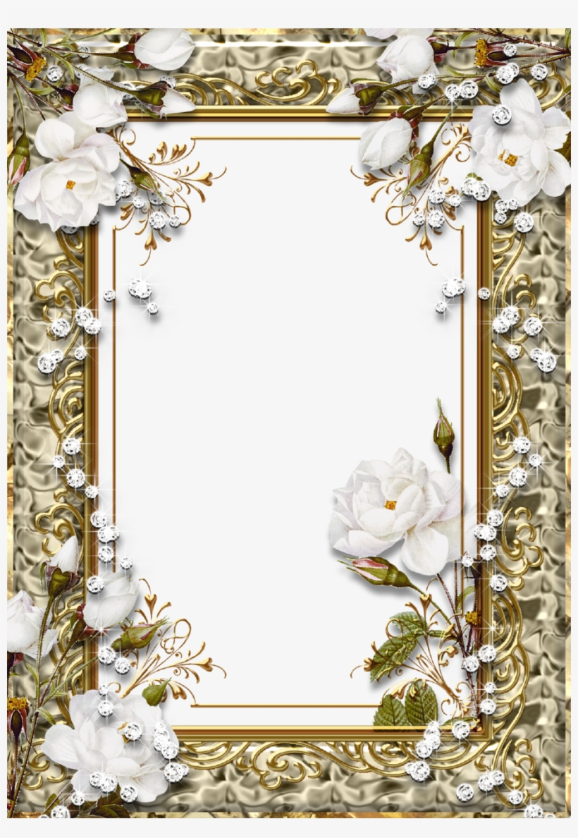 Photo Frame Roses In Gold - Pendentif Cristal De Roche Extra Béliere En Argent, transparent png download