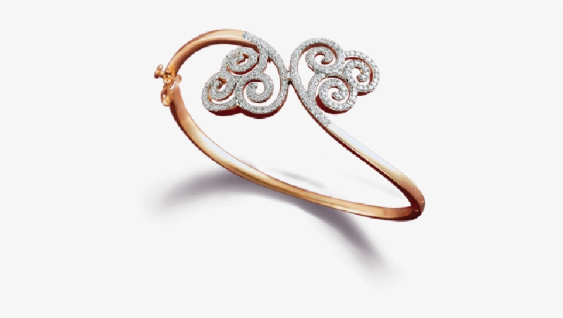 Gold Studded With Brilliant Cut White Diamond Bangle - Brilliant, transparent png download