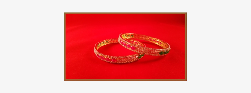 American Diamond Bangles With Four Ruby And Green Stones - Bangle, transparent png download