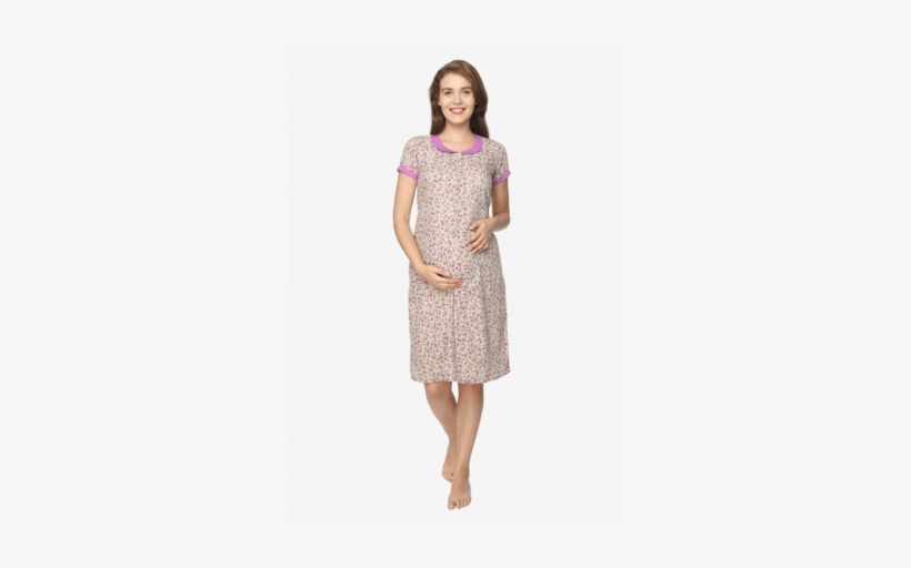 Floral Printed Feeding Nighty - Nightgown, transparent png download