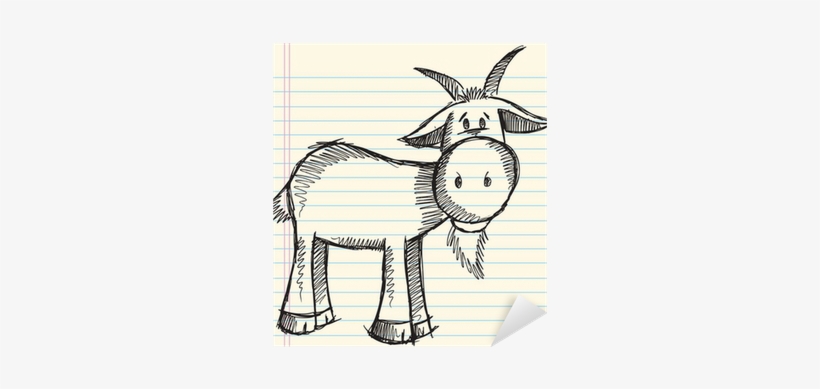 Doodle Sketch Goat Vector Illustration Sticker • Pixers® - Goat Doodle, transparent png download