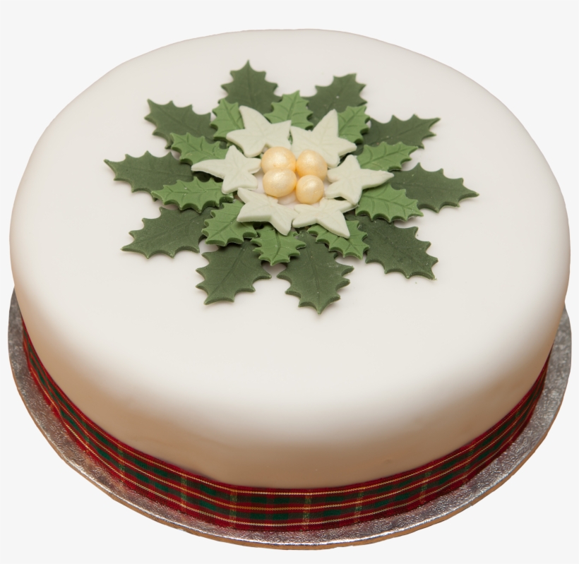 4 Holly Wreath 8inch - Christmas Wreath Cake Design, transparent png download