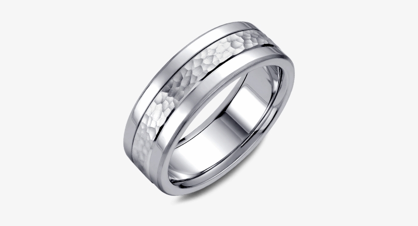 Fashion Rings - Titanium Hammered Wedding Band Ring, transparent png download