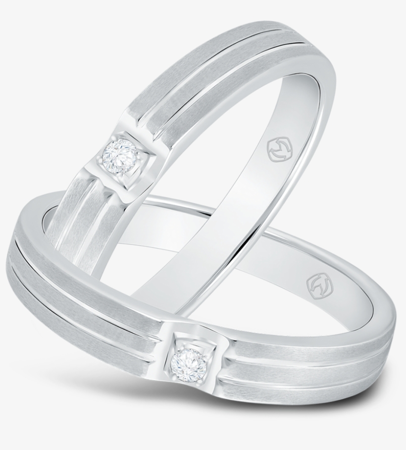A Pair Of Wedding Rings With @0 - Engagement Ring, transparent png download