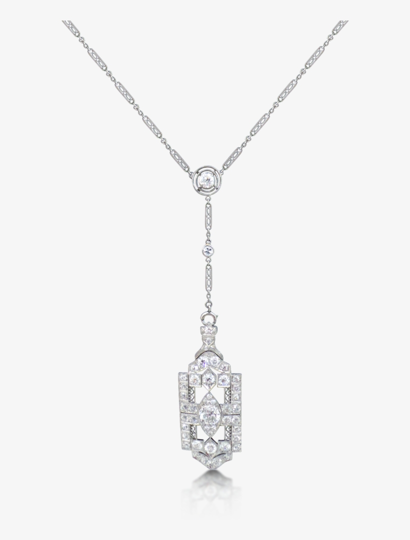 An Art Deco Style Diamond Pendant Necklace, transparent png download