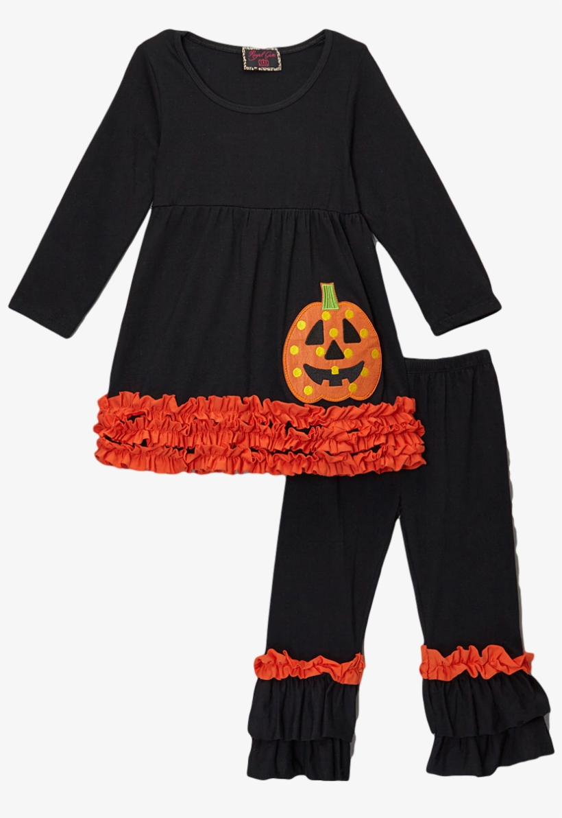 Black & Orange Ruffled Jack O Lantern Halloween Pant - Top, transparent png download