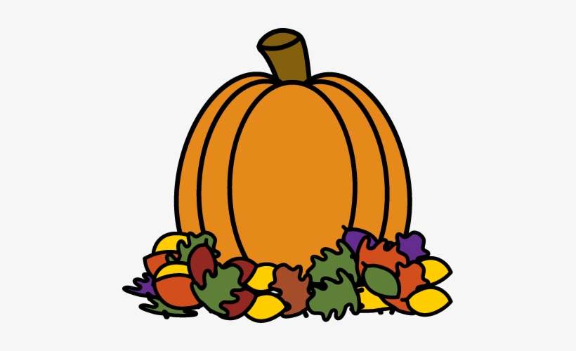 Pumpkin In Autumn Leaves 471 X 420 34363 Bytes - Clip Art Pumpkins And Leaves, transparent png download