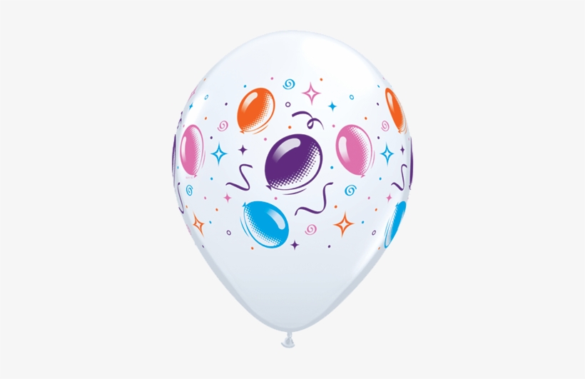 11" Redondo Blanco, Globos De Fiesta Con Serpentinas - Party Balloons And Streamers Balloons - Pack Of 25, transparent png download