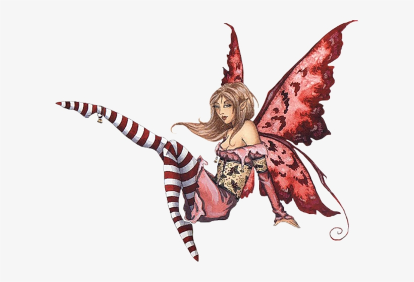 Fantasy Fairy Socks Sitting Red Free Images - Christmas Fairies Amy Brown, transparent png download