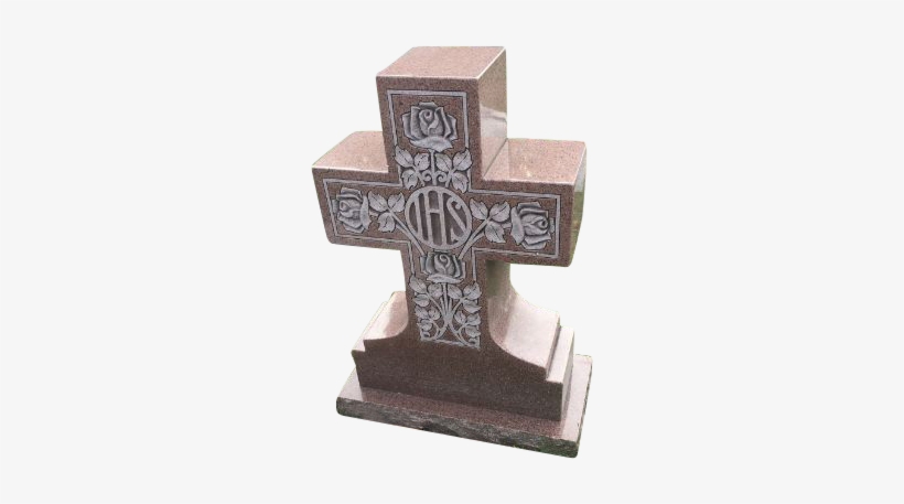 Polished Cross Tombstone With Deep Carved Roses For - Cross, transparent png download