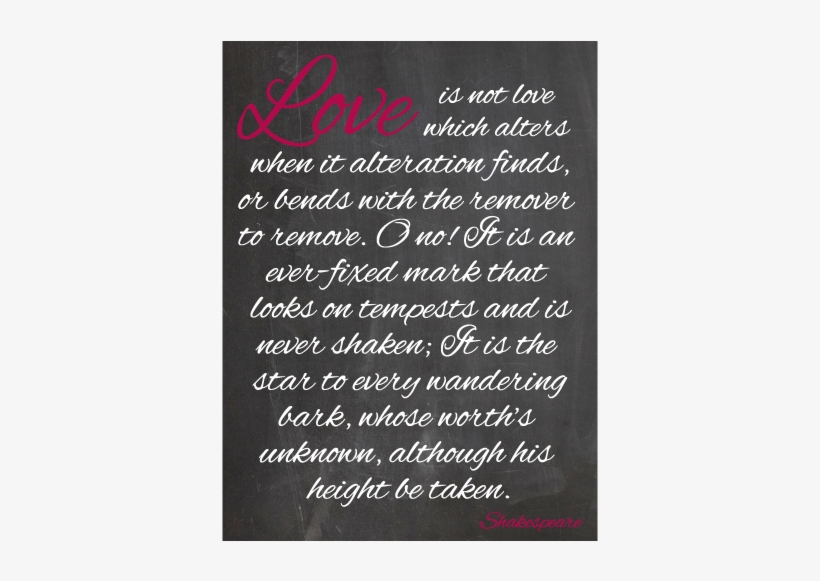 Shakespeare Sonnet Chalkboard Sign - Calligraphy, transparent png download