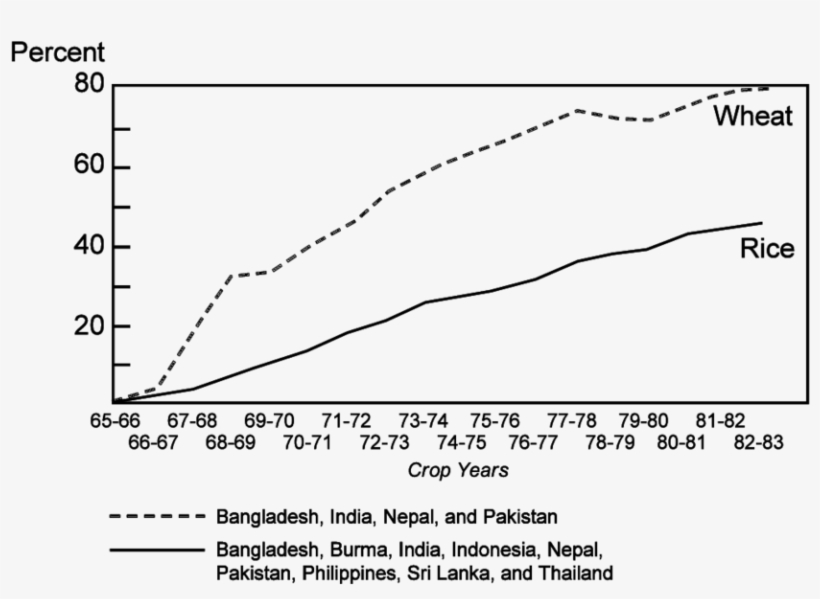 Area Planted To High-yielding Varieties Of Rice And - Diagram, transparent png download