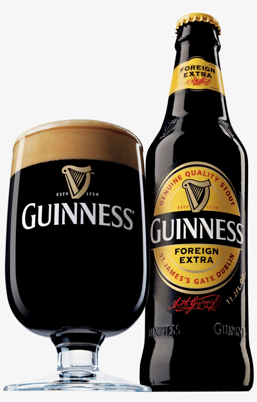 Guinness Foreign Extra Bottle And Glass - Birra Guinness Extra Stout, transparent png download