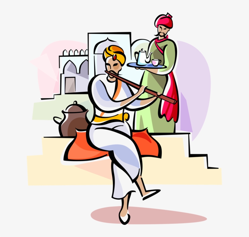 Indian Man Playing Flute - Playing Flute Clip Art Png, transparent png download