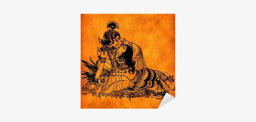 Radha Krishna Wall Painting, transparent png download