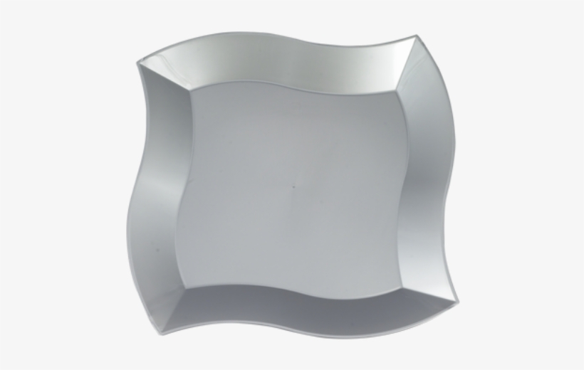 7″ Square Wave Disposable Dessert Plates Silver - Kaya Collection - Disposable Silver Plastic Wave 10", transparent png download