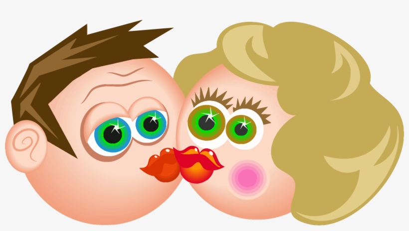 This Free Icons Png Design Of Kissing Cartoon Couple, transparent png download
