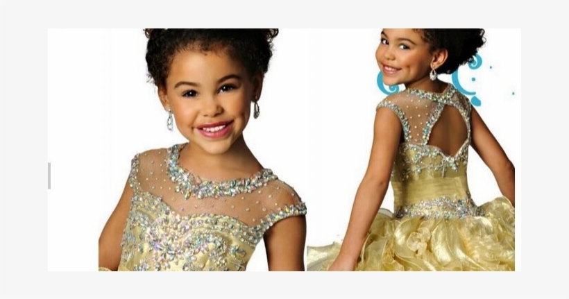 Wholesale Famous Sheer Crew Neckline Organza Beaded - Famous Dress For Kids, transparent png download