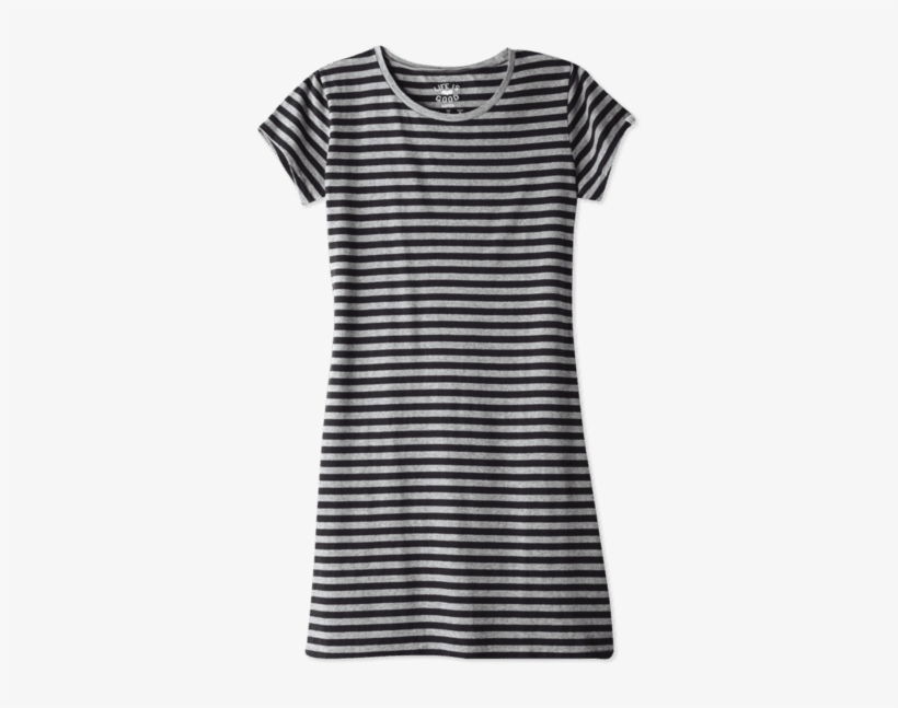 Women's Stiped T-shirt Dress - Shirt, transparent png download