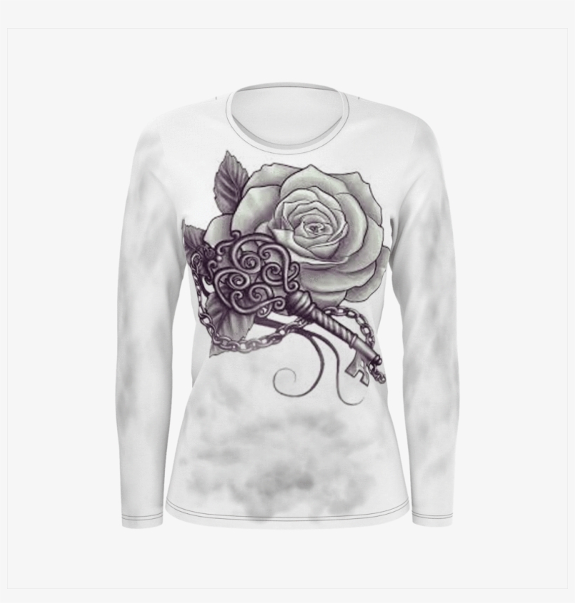Flower Key T-shirt - Temporary Tattoo (water Transfert) Artwear Tattoo Heart, transparent png download