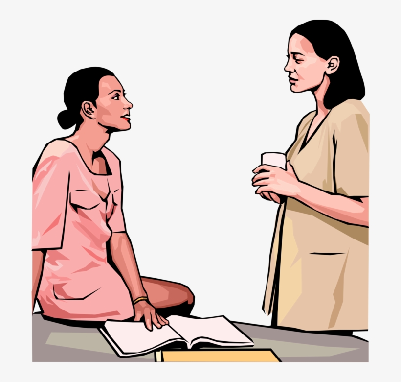 Vector Illustration Of Two Business Woman Meet And - Clinical Supervision, transparent png download