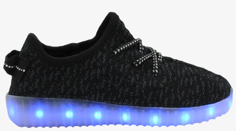 Kids Black Ledshoes Lowtop - Galaxy Shoes Kids Sport Knit (black), transparent png download
