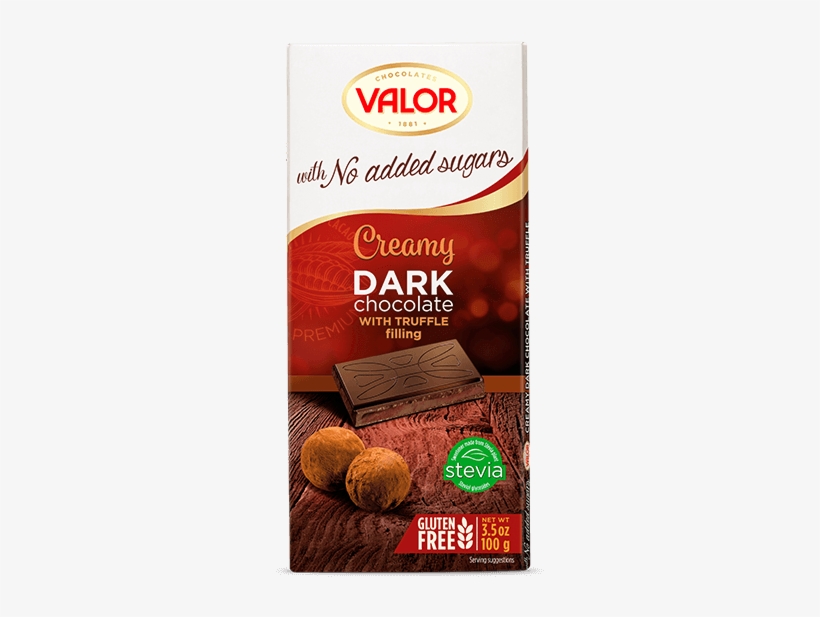 Dark Chocolate With Truffle Creamy No Sugar Added 100g - Valor No Sugar Added Dark Chocolate Mousse Orange 150gms, transparent png download