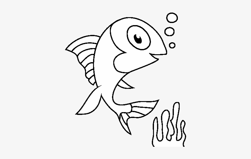 Sea Fish Coloring Page - Pez En El Mar, transparent png download
