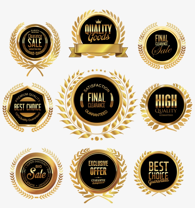 Golden Badge Png Image Transparent Background - Vector Badges Png Free, transparent png download