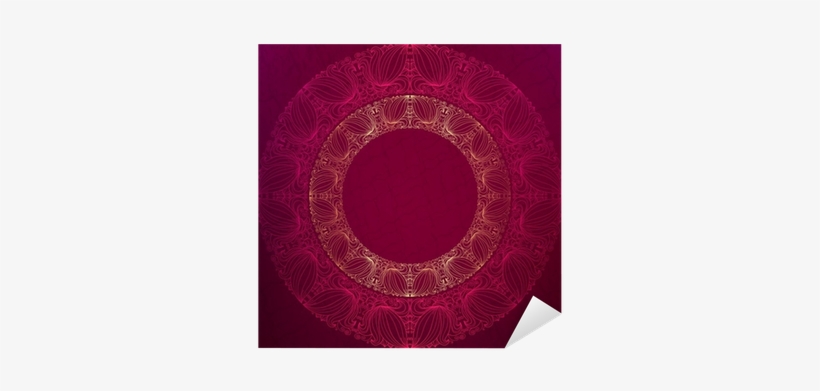 Round Golden Frame On A Dark Pink Background Sticker - Pink, transparent png download