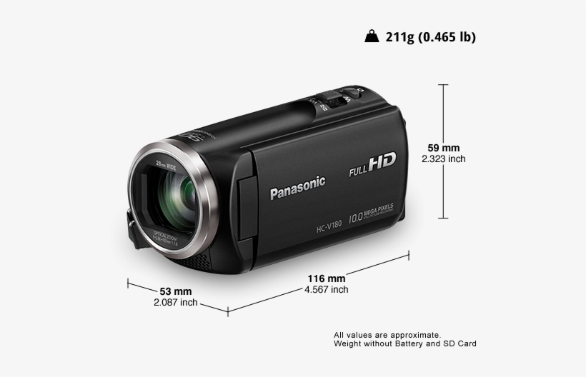 View Larger - Panasonic Hc V180eb K, transparent png download