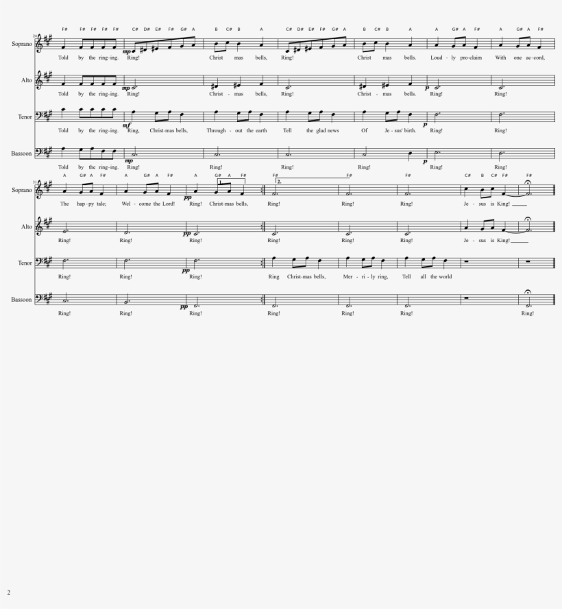 Ring Christmas Bells Sheet Music Composed By Mykola - Music, transparent png download