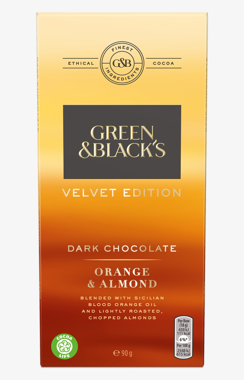 Green & Black's Orange & Almond - Green And Blacks Velvet, transparent png download