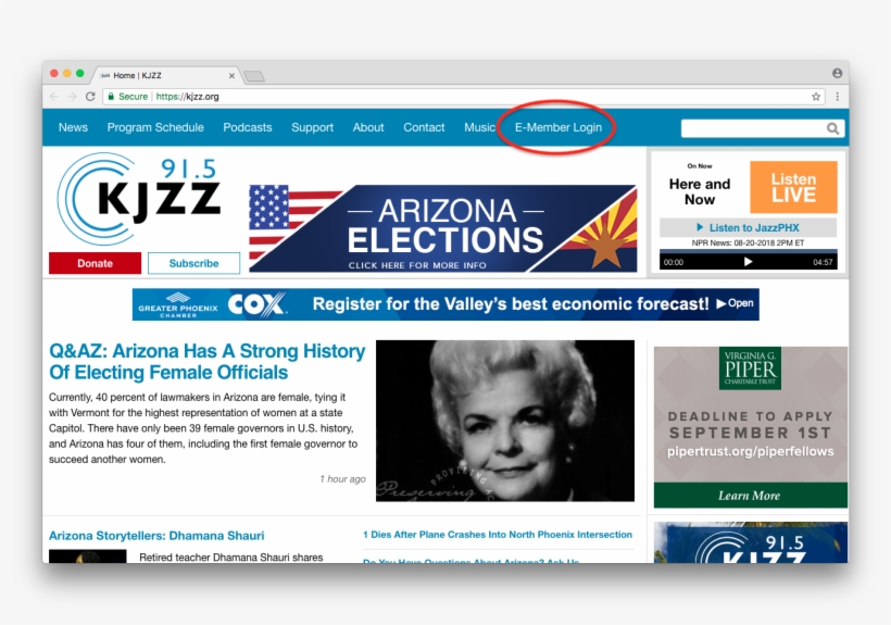 Click The E-member Login Button From Any Page On Kjzz - Kjzz, transparent png download