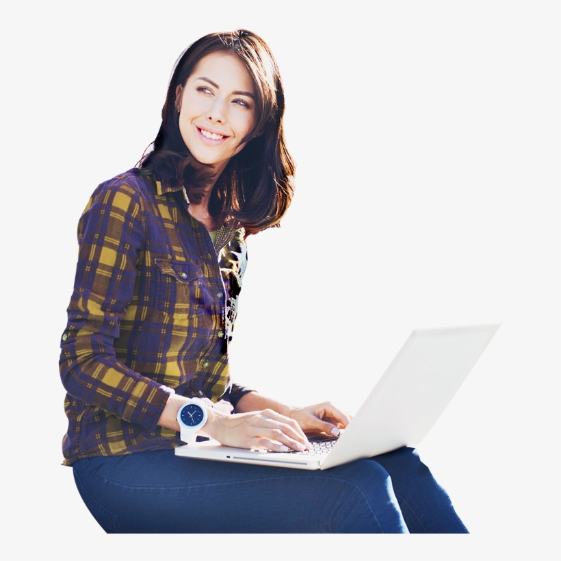 Woman With Laptop - Sitting, transparent png download