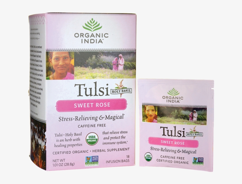 Image Is Loading Organic India Sweet Rose Tulsi Tea - Organic India - Tulsi Red Mango Tea - 18 Tea Bags, transparent png download