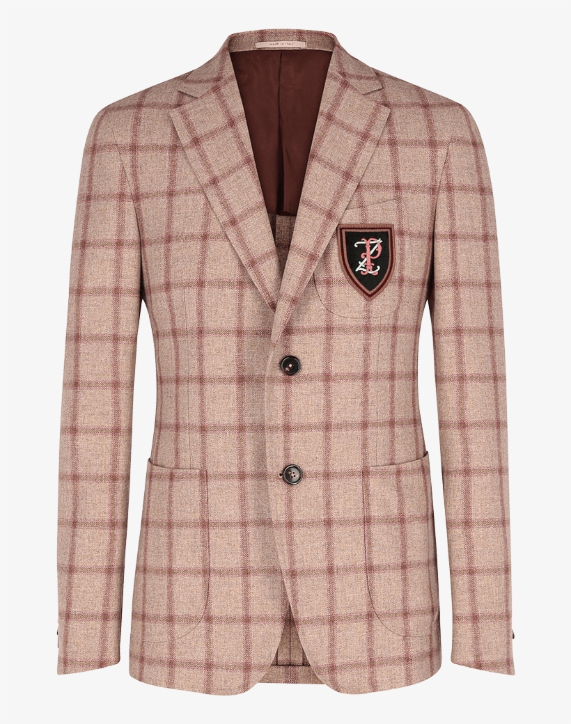 130's Wool Jacket With Olive Green And Pink Macrochecks - Pal Zileri, transparent png download